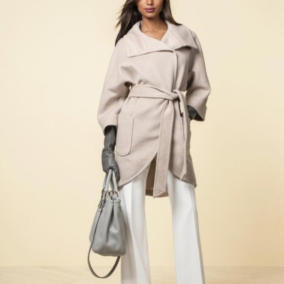 The Limited Jackets & Blazers - Limited Scandal Collection Dolman wrap tan Coat